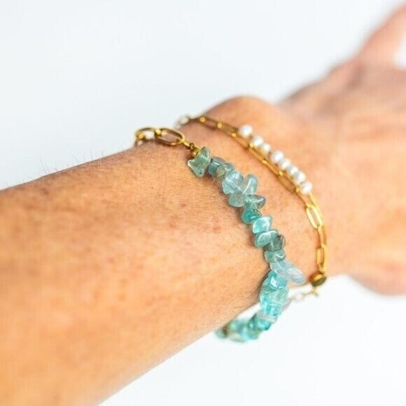 Dainty Pearl Bracelet Baroque Pearl Bracelet Gold Non-Tarnish Chain Bracelet - Picture 9 of 15